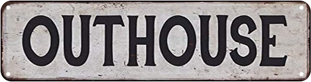 New Retro Metal Outhouse Aluminum Metal Plaque Rustic Tin Sign Retro Wall Decor 4x16 inch
