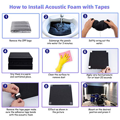 Webetop Adhesive Mounting Tape for Acoustic Foam Panels - 80Pcs Double Sided Tapes Easy Installation