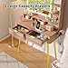 Garvee Makeup Vanity Desk with Mirror and Lights, Fluted Design, 31 in Small Storage Cabinet & 2 Drawers, 3 Lighting Modes, Stylish Dressing Table for Bedroom