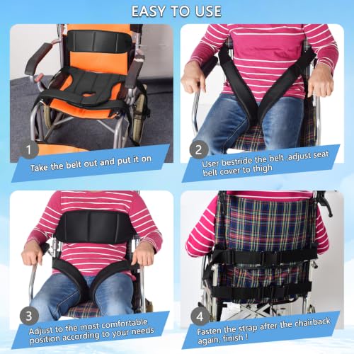 Image of Wheelchair Seat Belt,Wheelchair Harness for Dementia Patients Falling Out,Adjustable Anti-Slip Straps for Adults,The Elderly,Pregnant,Paralyzed(Black)