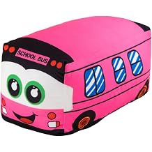 OUKEYI 11.8 Inch/30cm Car Plush Toy Simulation Bus Cute Cartoon Pillow Filling Car Plush Pillow Toy Gift Childrens Birthday Party Gift Pink