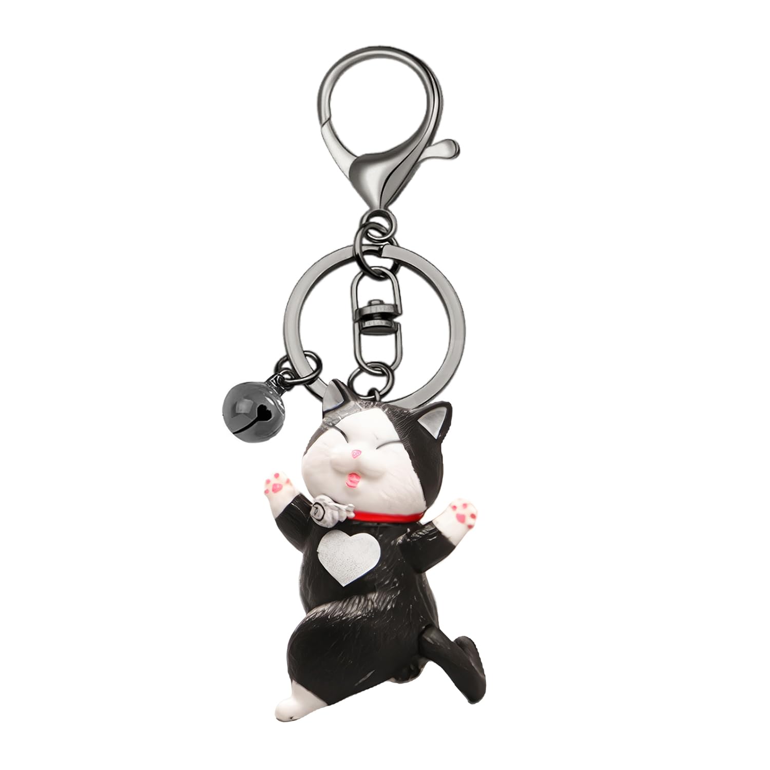 GAIORD Cute Cat Keychain, Funny Dancing Kitten Trinket Key Ring, Japanese Kawaii Key Chain, Charms Accessories Bag Decor