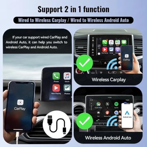 Image of SOUND FIRE SF-CA03 Wired to Wireless Carplay & Android Auto USB Adaptor Plug N Play for OEM Car Stereo