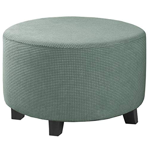 Image of H.VERSAILTEX Ottoman Cover Stretch Ottoman Slipcover Round Ottoman Storage Cover Folding Stool Covers Furniture Protector Cover for Footrest Ottoman Fit Dia 30 inch - 41 inch, Sage