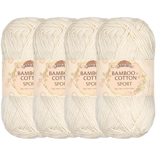 Image of JubileeYarn Bamboo Cotton Sport Yarn - 50g /Skein - Moon Beam - 4 Skeins