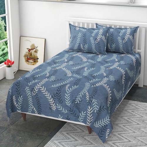 Image of 200 TC 100% Polycotton Printed Supersoft Bedsheet for Single Bed with 2 King Size Pillow Covers Soft /Breathable Wrinkel Free -60x90 Inches -Grey