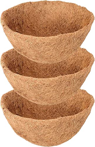 Legigo 3 Pack 20 Inch Hanging Basket Coco Liners Replacement 100% Natural Round Coconut Coco Fiber Planter Basket Liners for Hanging Basket Flowers/Vegetables