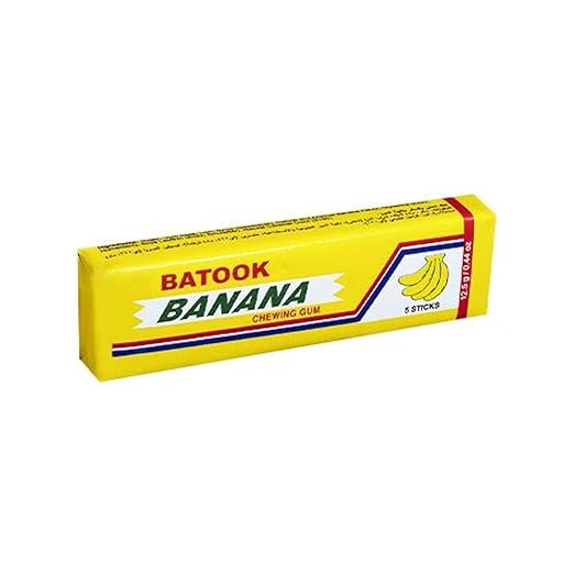 Batook 5 Sticks Banana Chewing Gum, 20 X 12.5g Pack of 1 Chewing