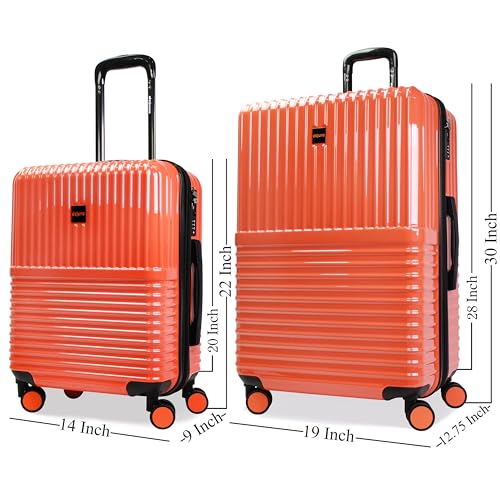 World Traveler Dejuno Tonal Lightweight Polycarbonate Hardside Expandable Spinner Luggage Suitcase with TSA Lock, Coral, 2-Piece Set(20in,28in)3