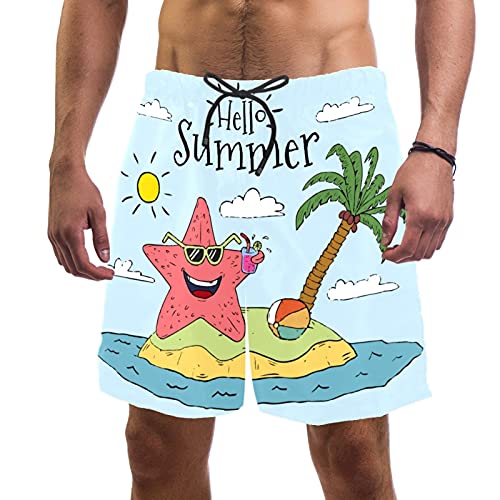 Short de bain homme confortable 2 poches motif Happy Starfish