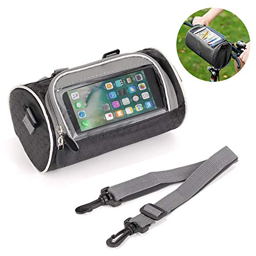 ZXK CO Fahrrad Lenkertasche,mit Abnehmbarem PVC-Sichtfenster und Schultergurt Multifunktional Wasserdicht Fahrradtasche für Handy Fahrrad Vorderer Rahmentasche für e Bike MTB