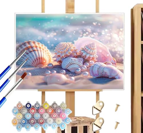 Pintura Por Números Adultos Caracola, Pintar por Numeros Lienzo 30 x 40 cm, Acuarelas Niños con Pigmento Acrílico y Pincel, DIY Cuadros para Pintar por Numeros, Decoración Hogar Linda (Sin Marco) R858