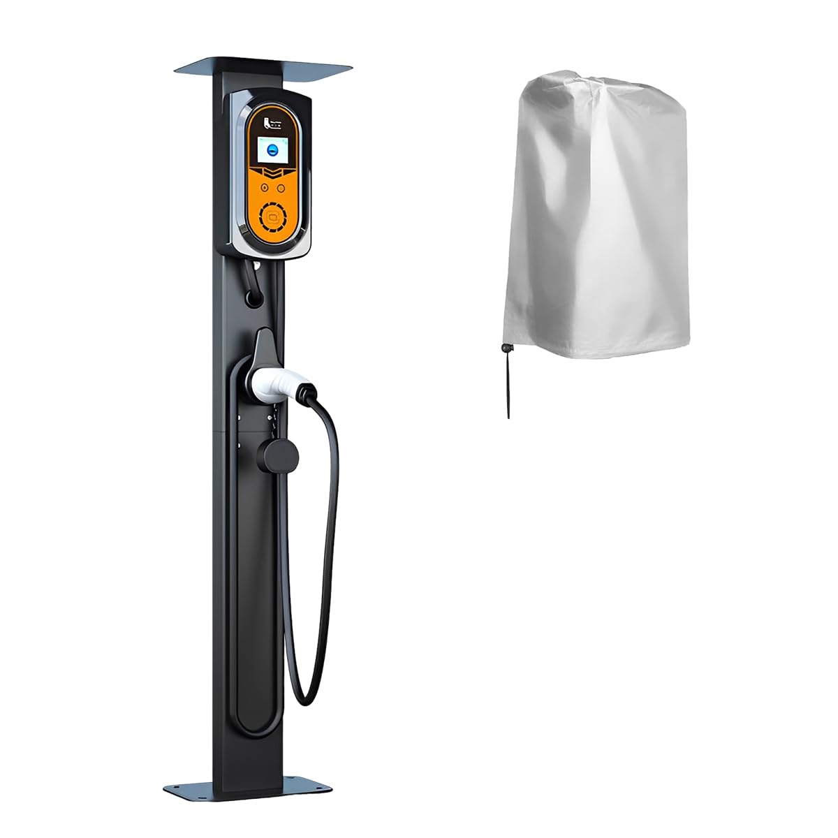 Supporto Universale per Wallbox, Base Universale in Alluminio- Colonna di Supporto Resistente alle Intemperie, Palo di Montaggio con Copertura Antipioggia, Compatibile con Tesla, Protegge il Caricabat