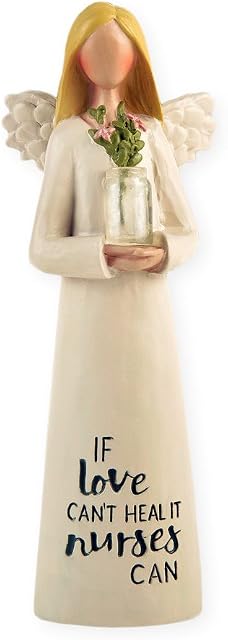 Blossom Bucket NURSES ANGEL WITH CLEAR VASE/FLOWERS decoration, multi-color