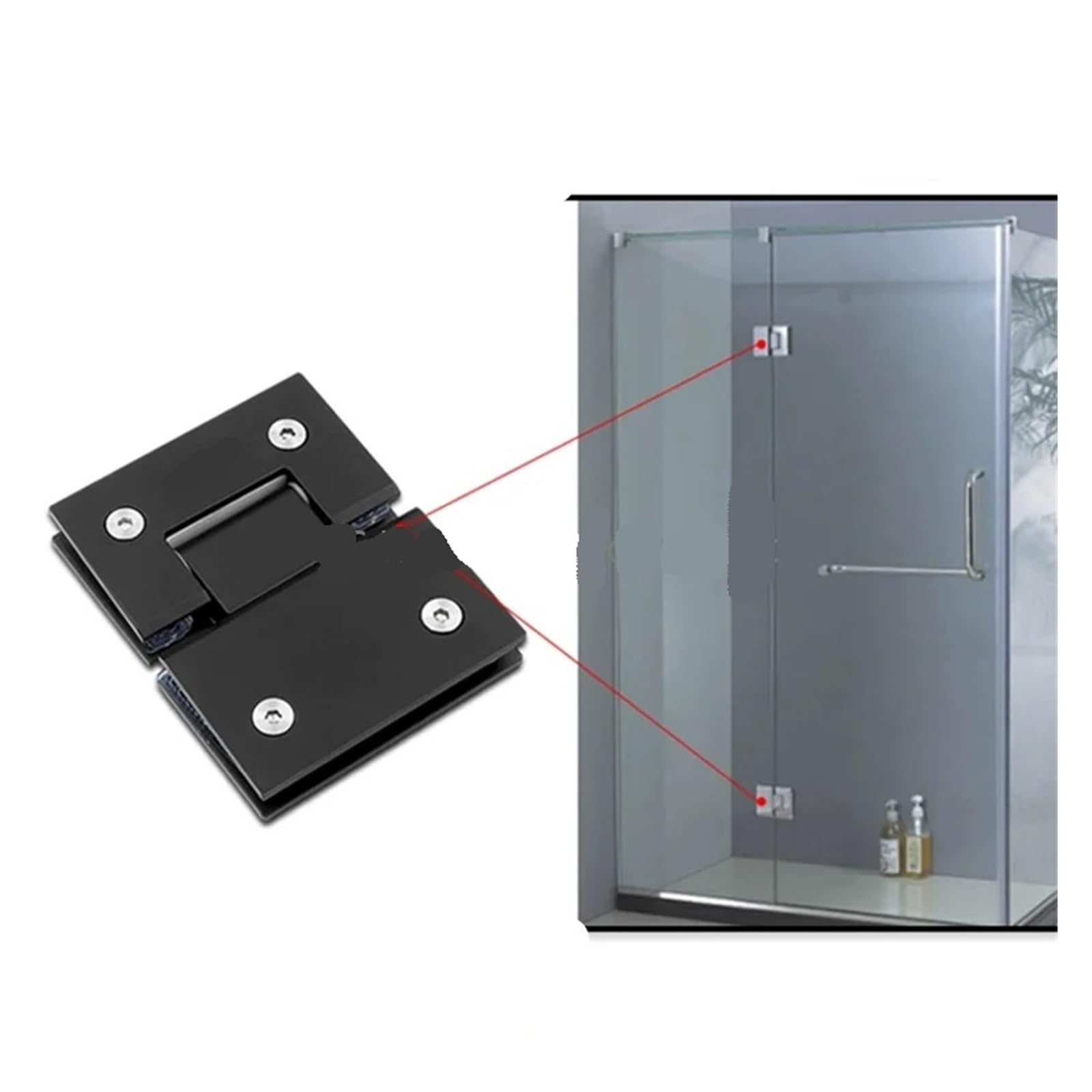Bisagras para mamparas de ducha Abrazadera de soporte vidrio 90/180 grados for bisagra puerta ducha, acero inoxidable, resistente, for muebles, piezas repuesto(Grey 180 Degree)