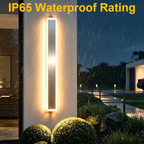 Image of Aipsun 31.5in Brushed Nickel Outdoor Wall Sconces 2 Packs
