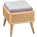 Shoe Racks Stołek do przewijania butów rattanowy taboret lite drewno gospodarstwo domowe niski stołek prostokątny pedał miękka poduszka może być przechowywany (kolor: Brązowy, rozmiar: 54 * 40 * 44 cm)