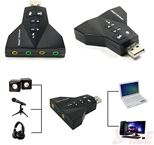 External Virtual 7.1 Channel USB 2.0 3D Audio Sound Card Laptop PC Mic Adapter