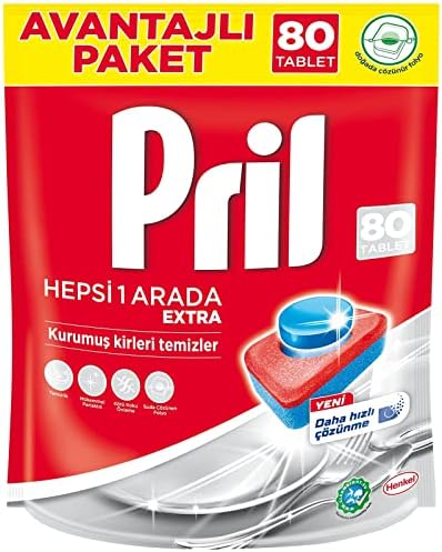 Pril Hepsi Bir Arada Extra Tablet Bulaşık Deterjanı 80 Yıkama (1 x 80 tablet)