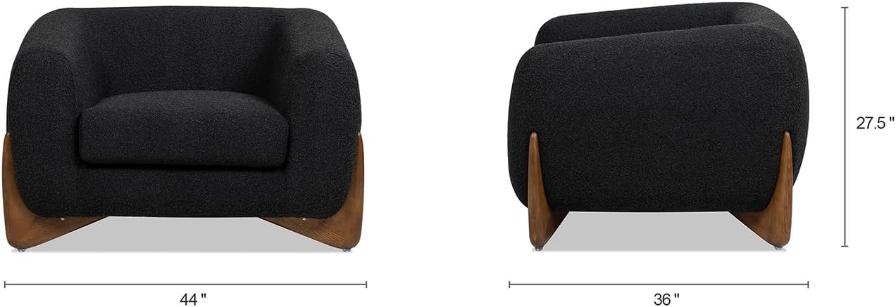 Jennifer Taylor Home Alpine 43.5" Modern Scandinavian Minimalist Round Arm Sherpa Living Room Arm Chair