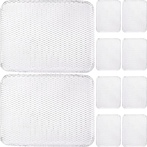 10pcs Grill Topper Rectangular Grill BBQ Disposable Toppers Aluminum BBQ Mesh Mat Tray Broiler Pans Non Stick Baking Tools Outdoor Accessories for Baking Cooking ing