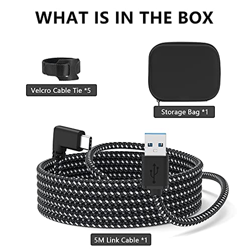 Coolerage Link Cable For Oculus Quest 2, 16Ft/5M Vr Headset Quest Link Cable, Fast Charging & High-Speed Data Transfer Usb C 3.2 Gen1 Braided Cable For Vr Headset And Gaming Pc #TOP6