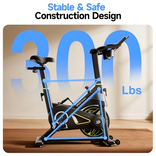 YPOO Exercise Bike, Magnetic Stationary Bikes for Home with Exclusive App, 300lbs Weight Capacity Indoor Cycling Bike Silent Belt Drive with Tablet Mount and Fitness Courses for Weight Loss