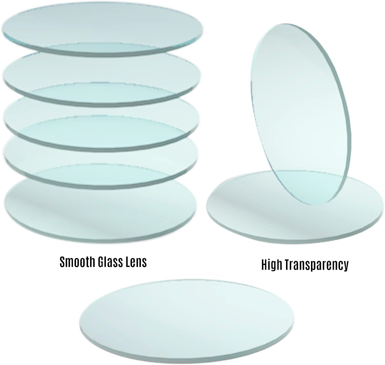 5PCS 52mm x 2mm Clear Glass Flat Round Flashlight Lens Replacement