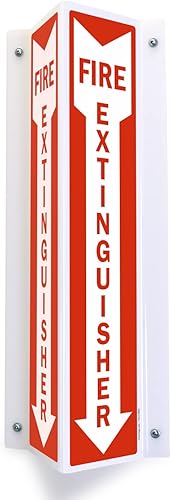 SmartSign "Extintor de incendios" - Letrero de proyección en forma de V de dos caras con flecha abajo, 18 x 4 pulgadas, acrílico pulido de 120 mil,