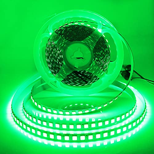 LED Light Strip, 16.4ft 600 Units SMD 5054 LEDs(5050 Upgraded), 16000LM Flexible 12V DC Non-Waterproof Light Strips, LED Ribbon, DIY Christmas Home Kitchen Indoor Party Decoration (Green)