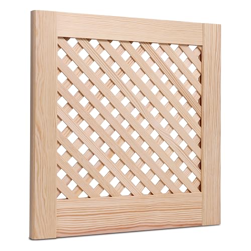 Natural Plain Front Lattice Pine Wooden Louvre Cabinet Cupboard Wardrobe Doors (395mm (15,6'') x 394mm (15,5''))