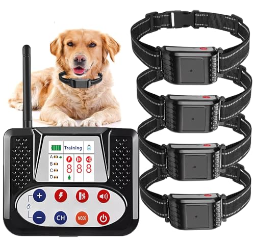 Wireless Dog Fence, Electric Dog Fence & Remote Training Shock Collar 2-in-1,Waterproof Rechargeable, Cover Up to 8 Acre, Portable Pets Safe Containment System for Outdoor,Yard,Indoor,,for4dogs