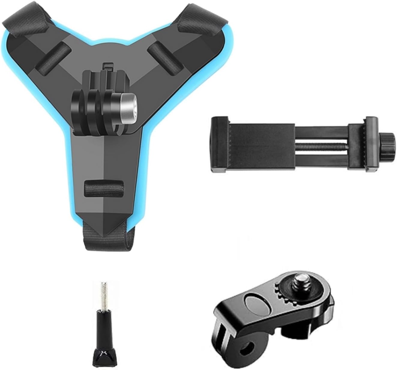 Sounce Helmet Chin Strap Mount with Mobile Clip & Screw Compatible with All Smart Phones Go pro Hero 9/8/7/6,SJCAM, Yi, DJI Osmo Action & Other Action Cameras (Multipurpose Helmet Mount)