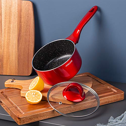 HITECLIFE Saucepan with Lid 2 Quart Nonstick Sauce Pan, Induction, 4 Layers Chemical-Free Soup Pot, Saucier Pot with Stay-Cool Handle, Cookware, Dishwasher Safe