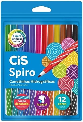 Canetinhas Hidrográficas - CIS Spiro - Estojo com 12 cores