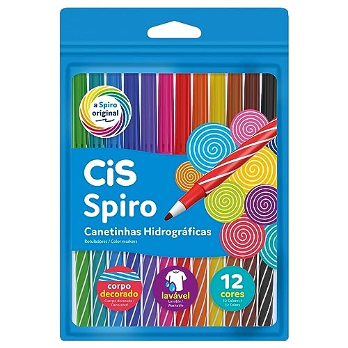 Canetinhas Hidrográficas - CIS Spiro - Estojo com 12 cores