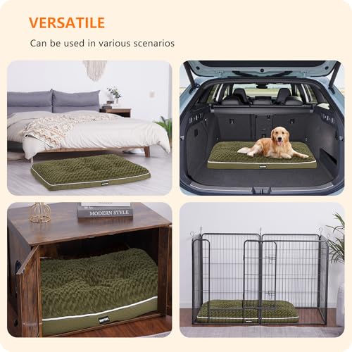 HMTOPE Orthopädisches Hundebett, Hundematte im Doppelstock-Design, Waschbar Hundekissen, Abnehmbar Hundekorb, 105 cm für Mittelgroße Hunde, Olivgrün
