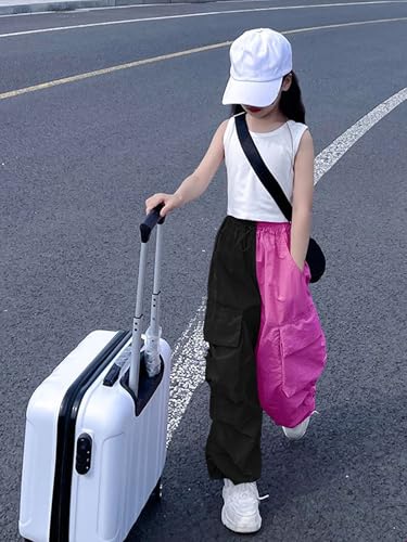 Image of Girls Cargo Pants Elastic Waist Drawstring with Pockets Pants