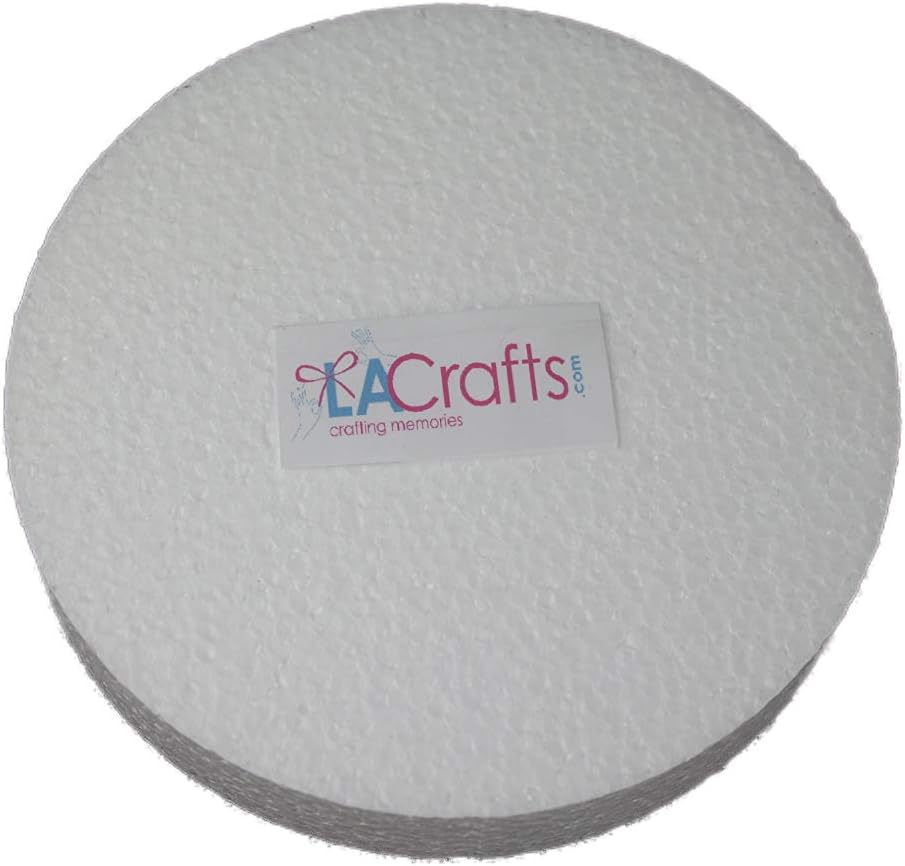LA Crafts Brand 5x1 Inch Smooth Foam Craft Disc - 12 Pack