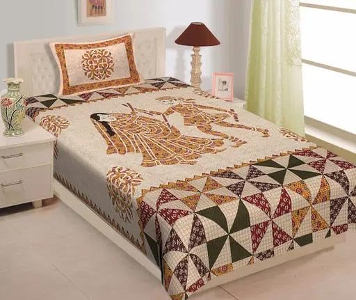 100% Pure Cotton Queen Size Bed Sheet with 2 Pillow Covers - Timeless Beauty & Smooth & Cozy - Gorgeous Jaipuri Print for Elegant Bedroom Décor (Single Size)-image-19