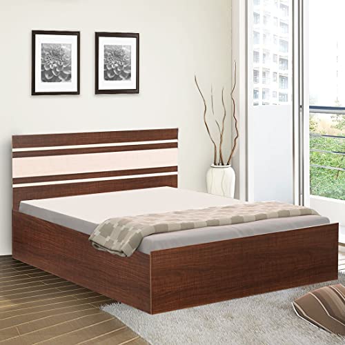Image of Hometown Optimas King Bed with Box Storage in Dark Choco Colour (Engineered Wood, Dark Choco)