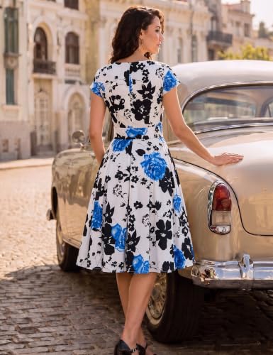 Image of Dressystar Women's Vintage 1950s A Line Cap Sleeve Cocktail Party Dress