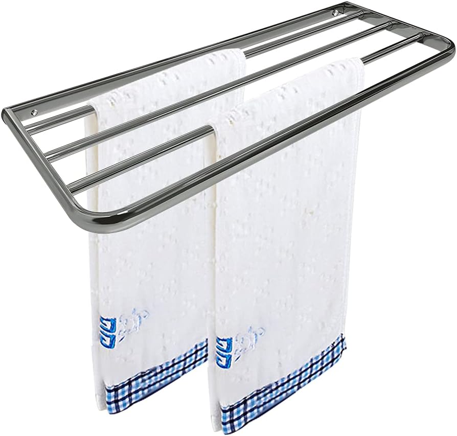 HONPHIER Toallero de acero inoxidable SUS304 para toallas de baño, de esquina redondeada, para baño, cocina, cuatro barras