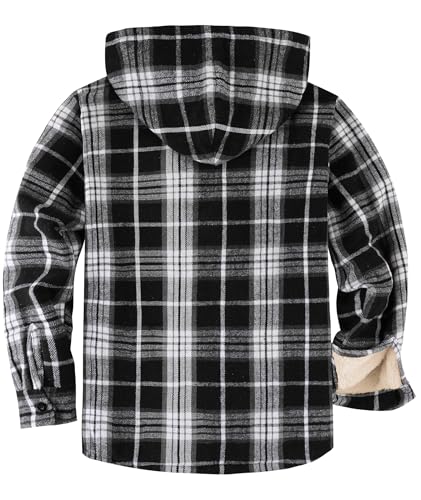 Image of Mens Plaid Hoodies Winter Zip Up Fleece Jacket Sherpa Fleece Lined Warm Flannel Jacket Coat