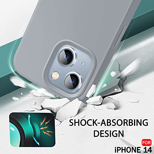 Image of TheGiftKart Liquid Silicone Back Cover Case for iPhone 14 | Soft Micro-Fibre Lining Inside | Camera & Screen Protection | Shockproof Back Cover Case for iPhone 14 (Silicone, Mist)