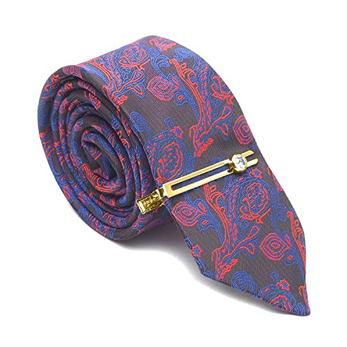 Image of LOUIS STITCH Mens Silk NeckTie Golden Tiepin Gift Combo Set With Pocket Square Cufflinks Brooch Tie Golden Tiepin (Suit Accessories) (Britain)