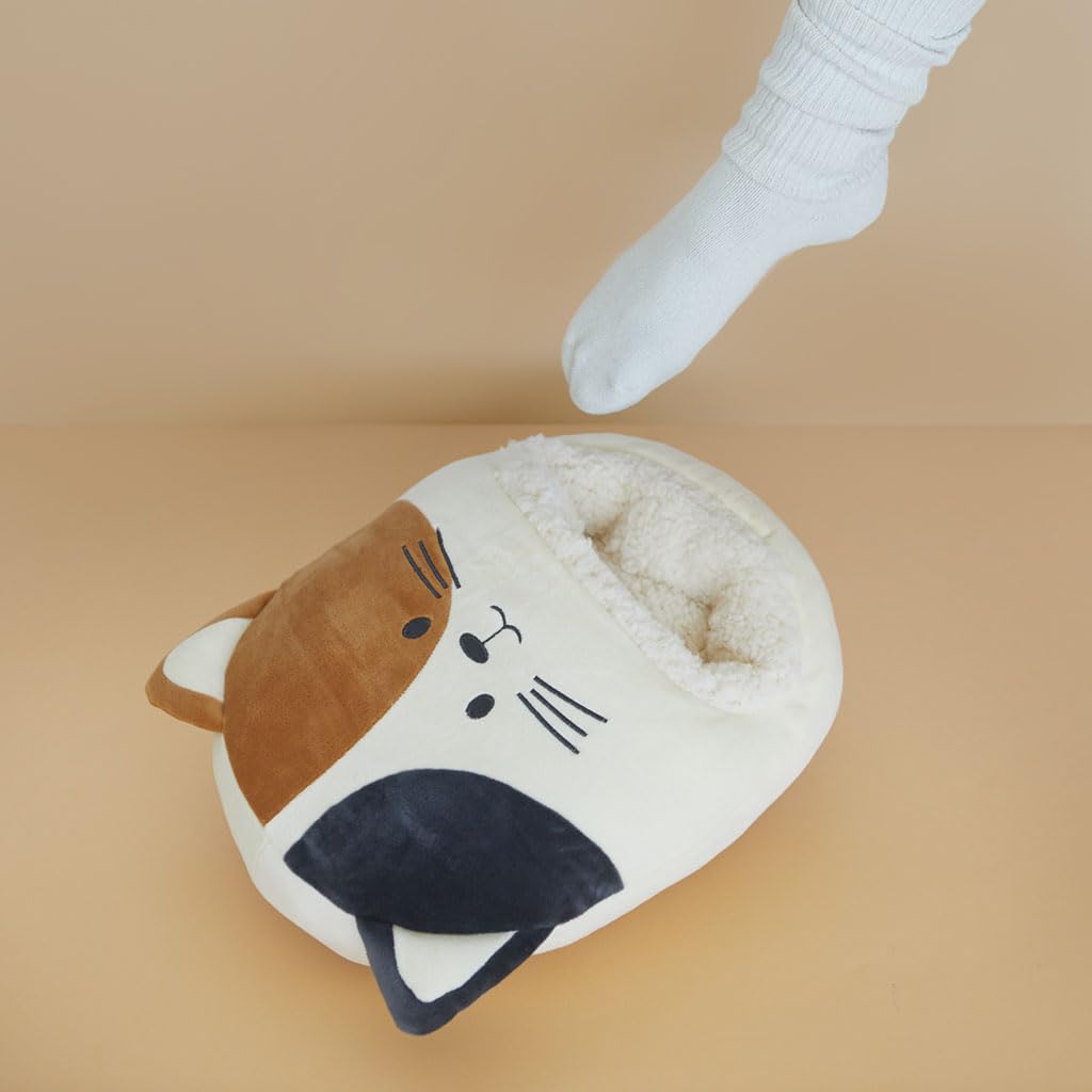 Balvi Scaldapiedi Kitty Calico Colore Bianco e Marrone Un Gatto Che Ti Tiene al calduccio Poliestere