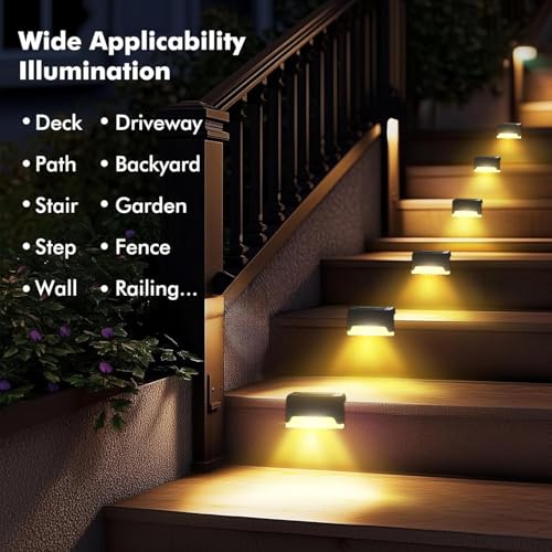 Image of Solar Light for Outdoor Garden, Waterproof LED Light for Stair, Deck, Pool, Patio, Fence, Gate, Yard, Floor, Step, Railing, Window and Balcony Pathway Decoration