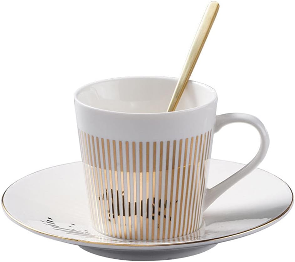 JINYISI Rotating dynamic reflection cup,Mirror reflection coffee cups,Coffee cups ceramic,For Office and Home,With Saucer and Spoon 300ml