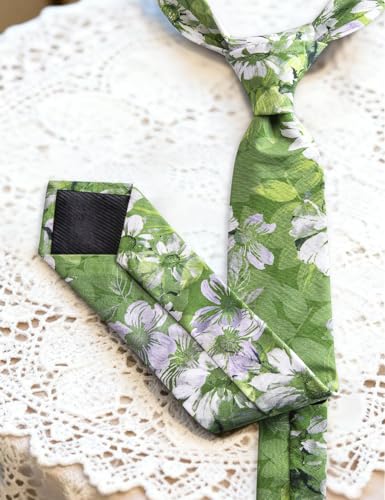 Image of Barry.Wang 100% Cotton Floral Ties for Men 63 inch Extra Long Necktie Clip
